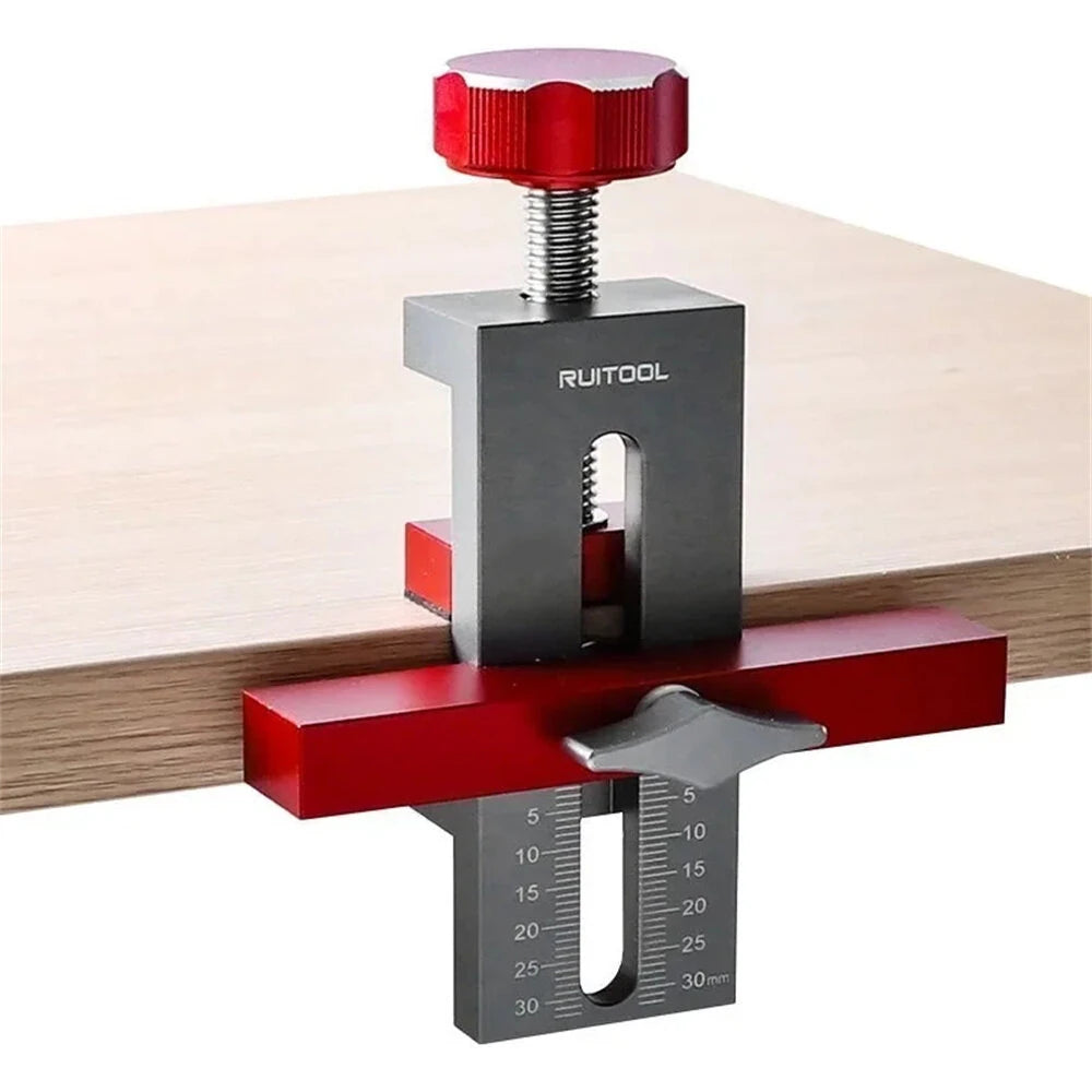RUITOOL Aluminum Cabinet Door Mounting Jig - Adjustable Hardware Positioner for Framed & Frameless Cabinets (0-40mm)