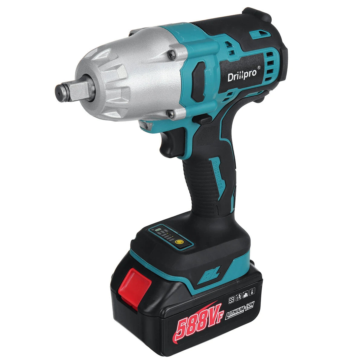 Drillpro 588VF Cordless High Torque Brushless Impact Wrench for Makita 18V Battery