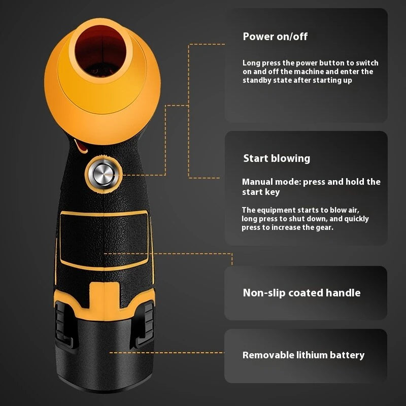 Portable 500W 8-Speed Handheld Turbine Fan with 2000mAh Quick-Charge Battery, 130000 RPM Lightweight Design