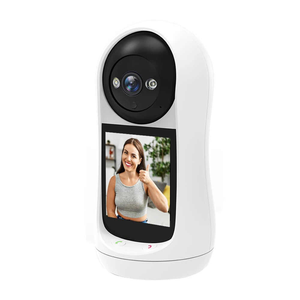 3MP 2K PTZ WiFi IP Camera with 2.8-Inch IPS Screen, Baby Cry Detection, Video Call, Security Baby Monitor iCSee