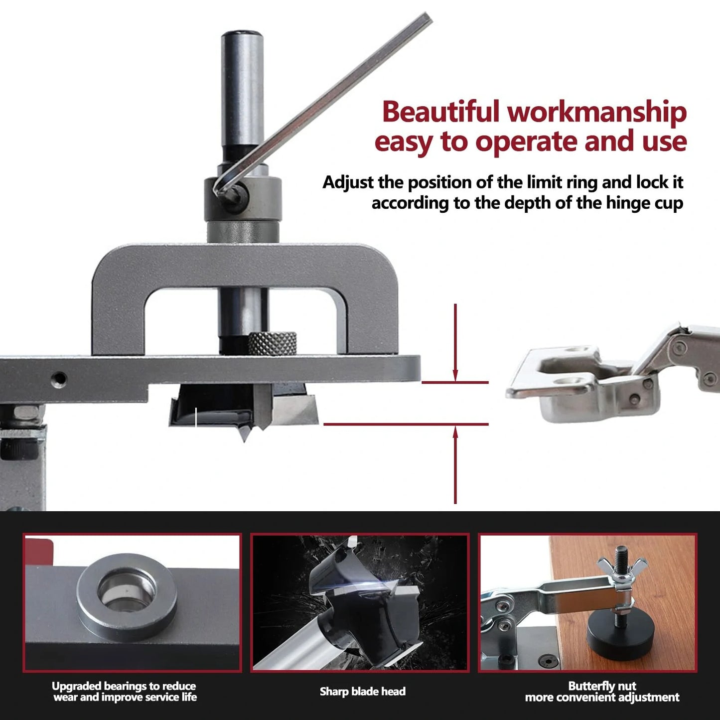 Fonson Tools 35mm Concealed Hinge Drilling Guide for Woodworking Cabinet and Door Mounting