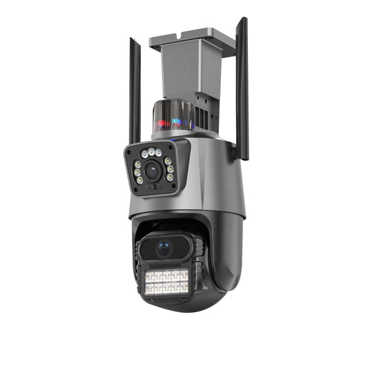 Outdoor Dual-Screen AI Tracking PTZ Wifi Camera, 3MP+3MP, IR Night Vision, Onvif, 2-Way Audio, iCSee Compatible