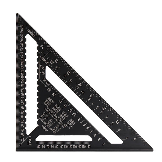 12-Inch Multifunctional Aluminum Triangle Ruler with Protractor, Scriber & Sawtooth Guide