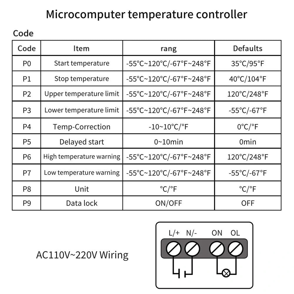 ZFX-G3051 Digital Thermostat Controller with NTC Sensor for Heating & Cooling, AC110-220V