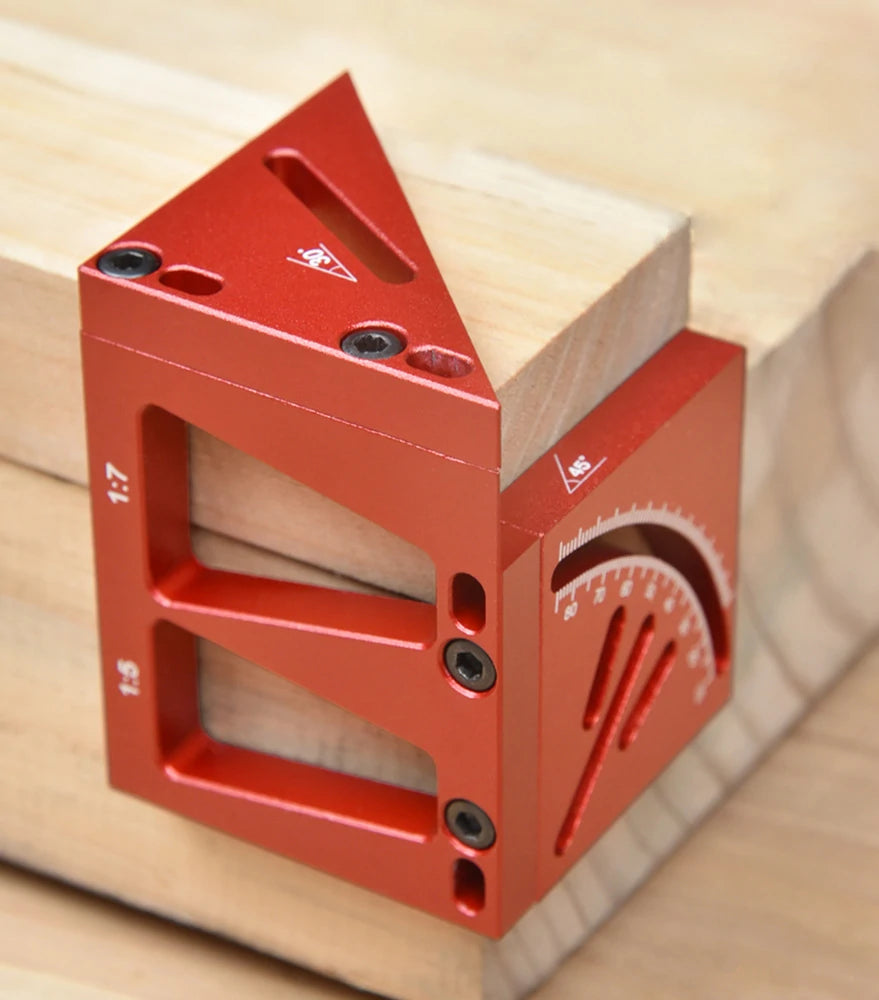 Aluminum Alloy Woodworking Marking Ruler - Multi-functional Tool with 45°/90° Line Marker, Circular Centerline Square, Angle Measurement, Dovetail Joint Gauge for Carpenters