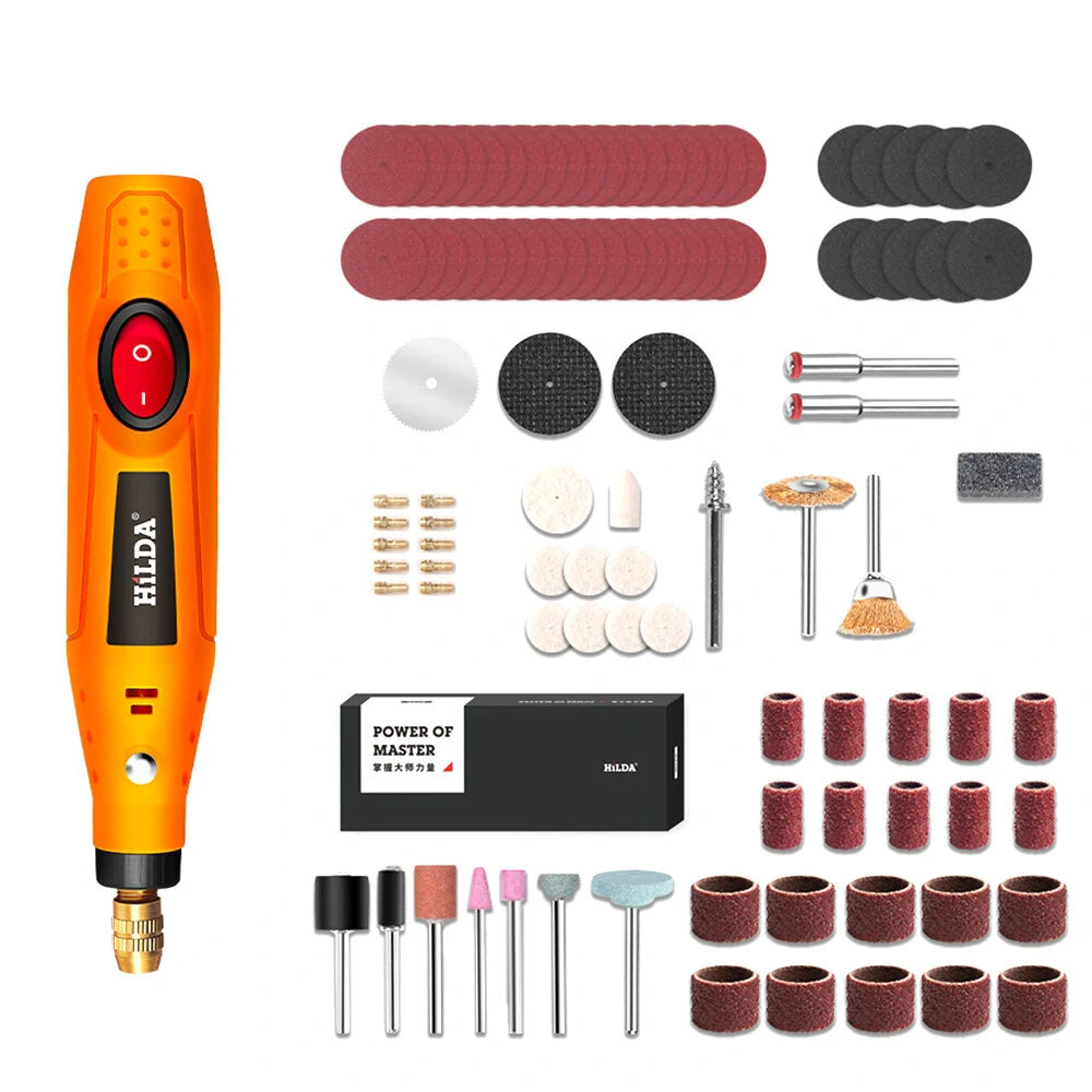 Electric Mini Rotary Tool Kit - HILDA Drill Grinder Engraving Pen & Accessories