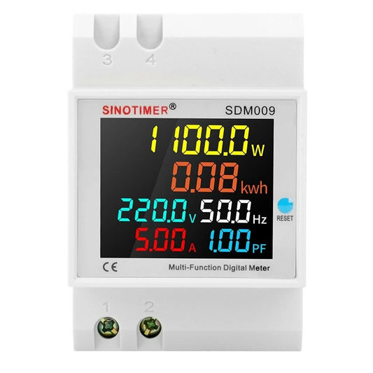 SINOTIMER SDM009 Single-phase Digital Multimeter: Voltage, Current, Frequency, Power Factor Measurement (AC40-300V)