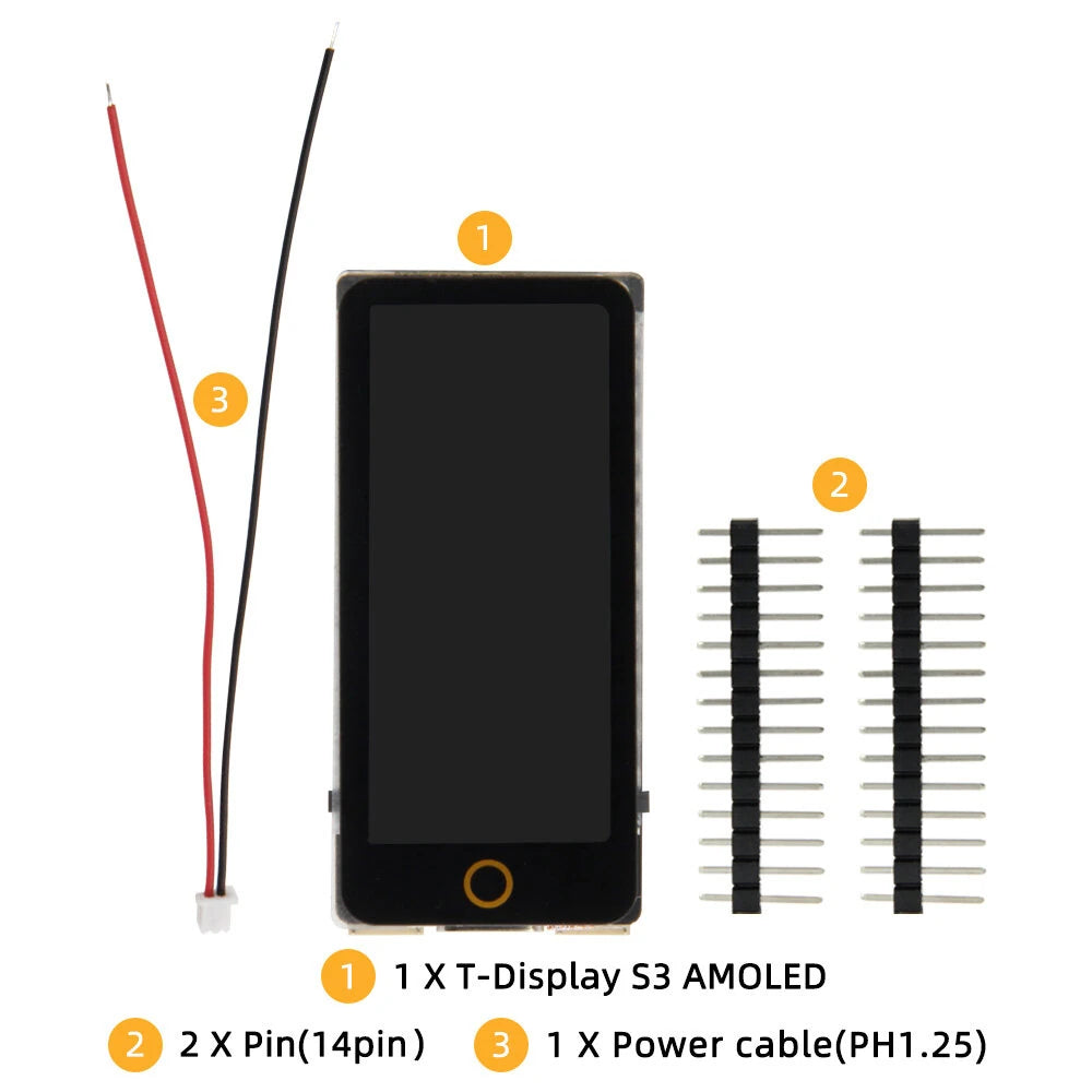 LILYGO® T-Display-S3 ESP32-S3 1.91 AMOLED Dev Board | WiFi Bluetooth 5.0 Module