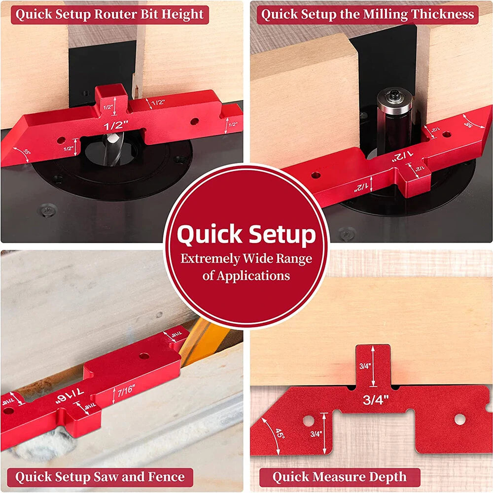 Adjustable Woodworking Setup Blocks - 14pcs Height Gauge for Router Table & Saw Angle Measurement