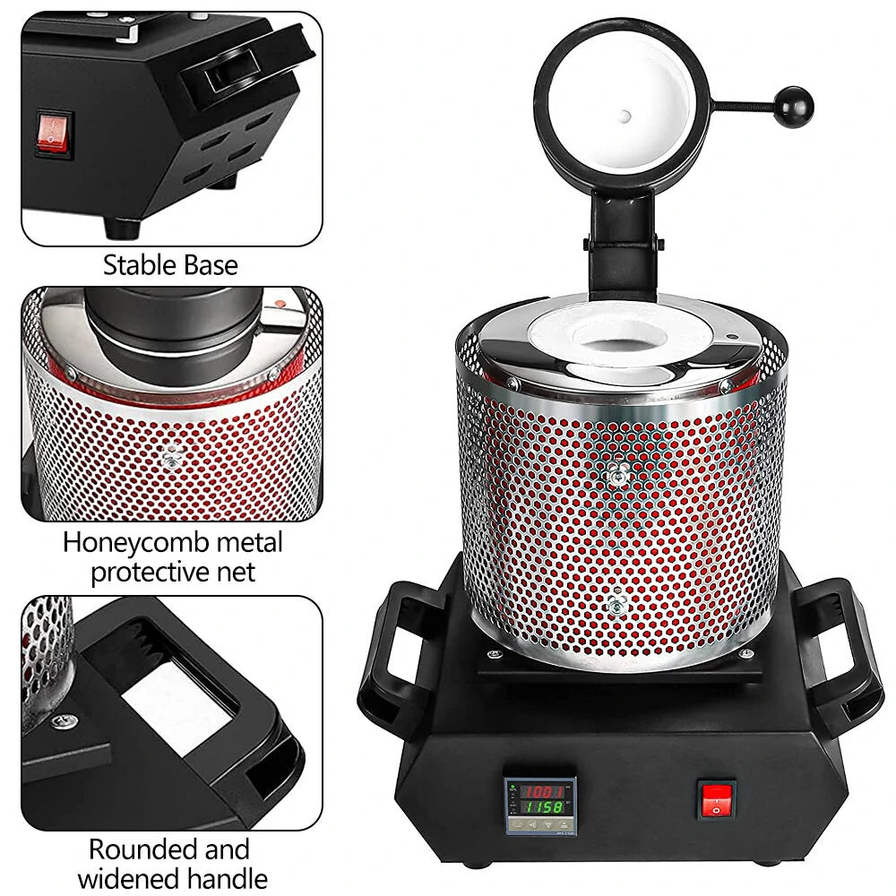 Drillpro Digital Gold Melting Furnace 3KG, AC110V/220V Heating Capacity for Metal Casting & Refining
