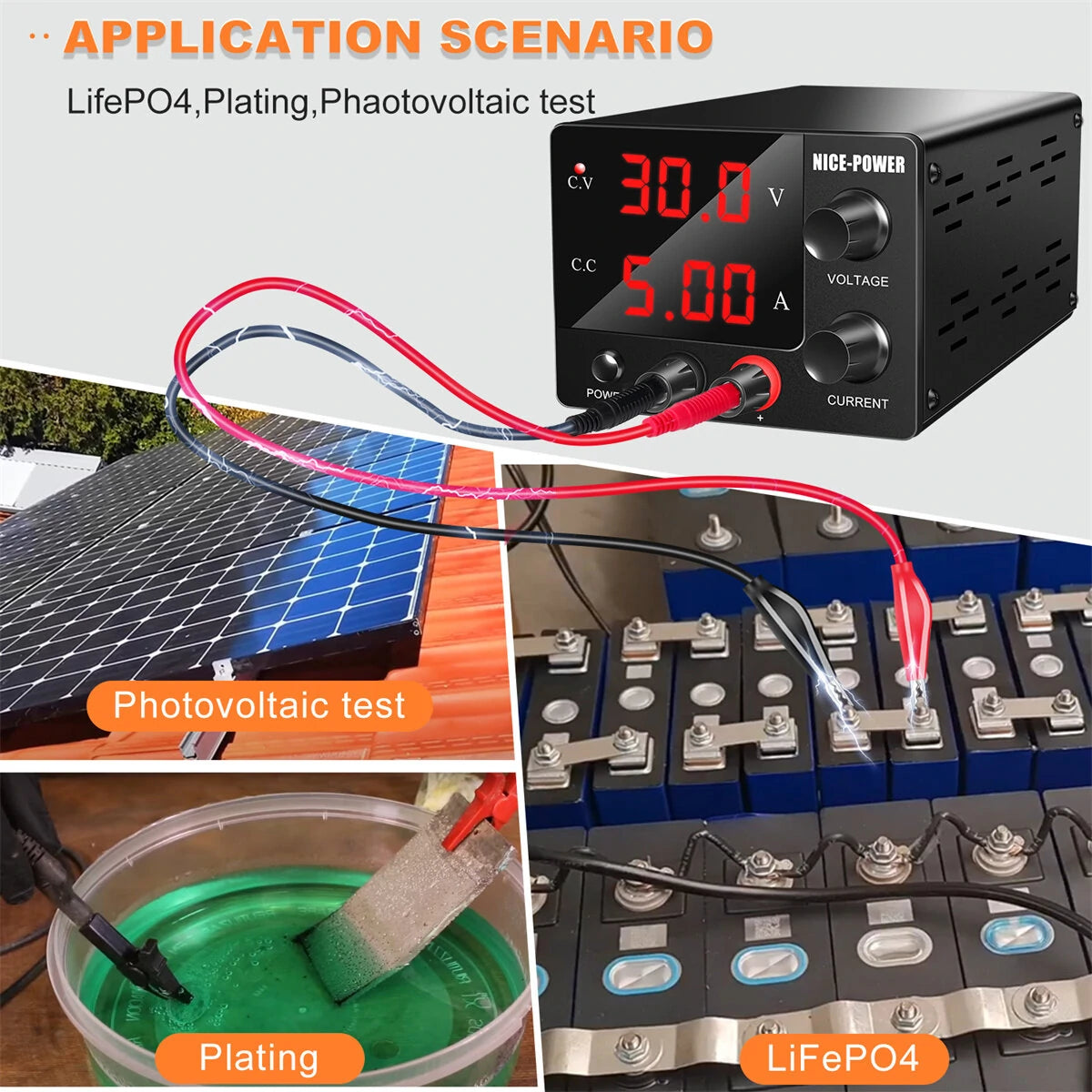 Mini Power Supply NICE-POWER SPS-E305: 0-30V 0-5A, High-Precision Encoder, Sleek Black Design, Stable DC Output