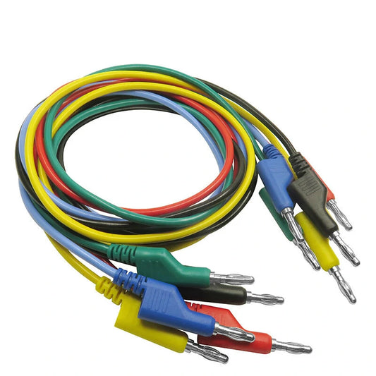 Set of 5 Multimeter Test Cables, 1M 4mm Banana Plug, 5 Colors