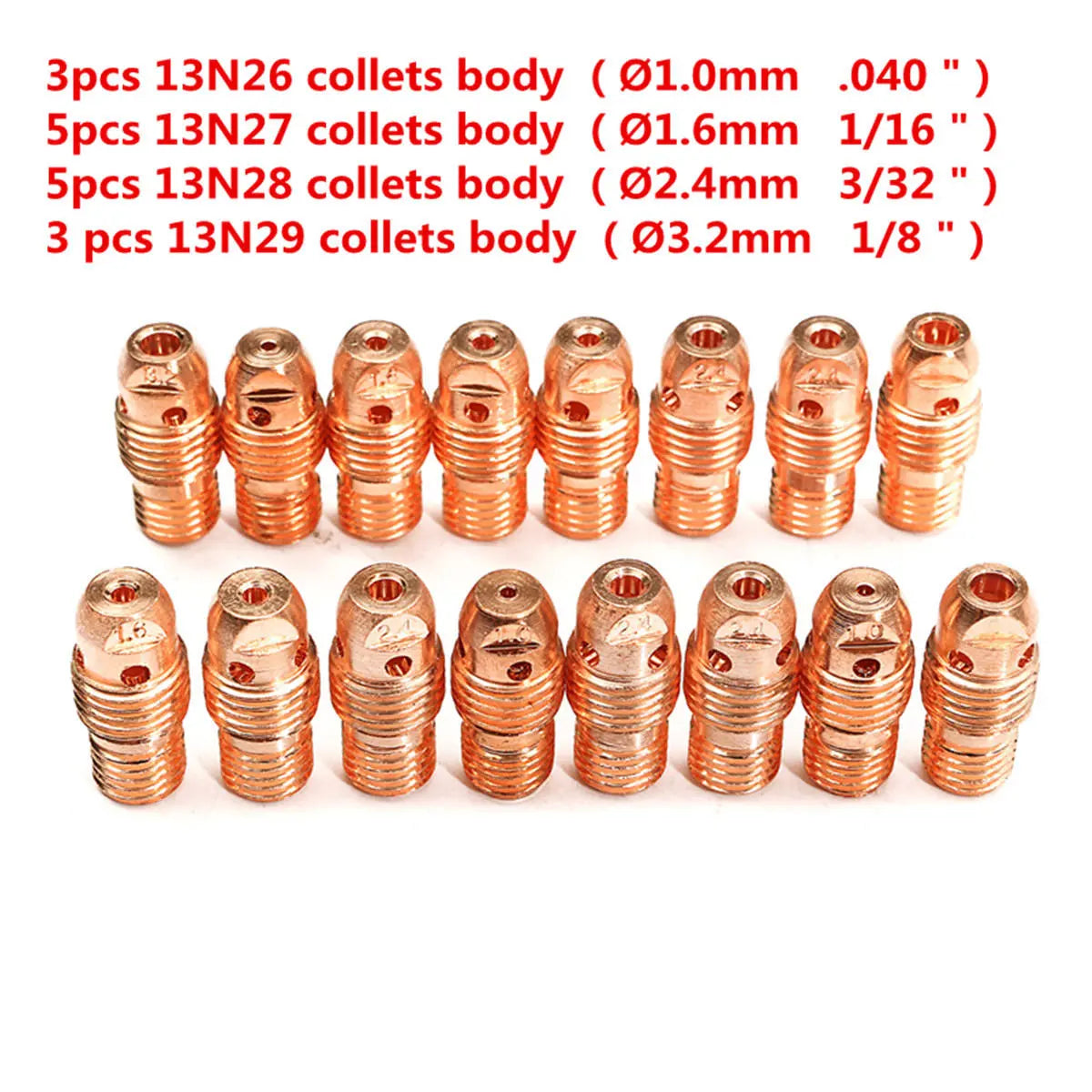 53-Piece TIG Welding Torch Replacement Parts Kit for WP-9/20/25 - Collet & Alumina Cup