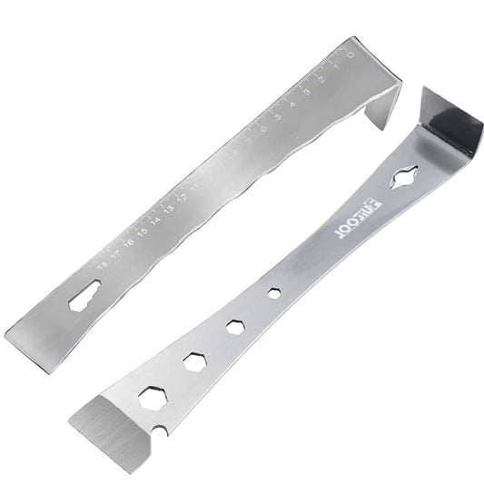 Multi-Function Stainless Steel Prybar Scraper with Wrench, Metric Scale & Nail Puller