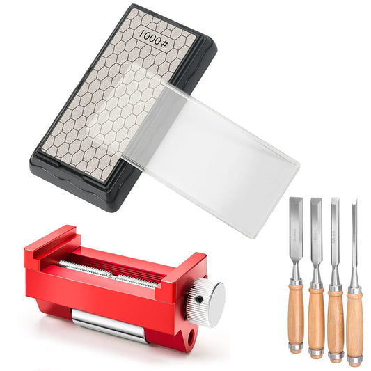 Woodworking Honing Guide & Sharpening Stone Set for Chisel and Plane Restoration