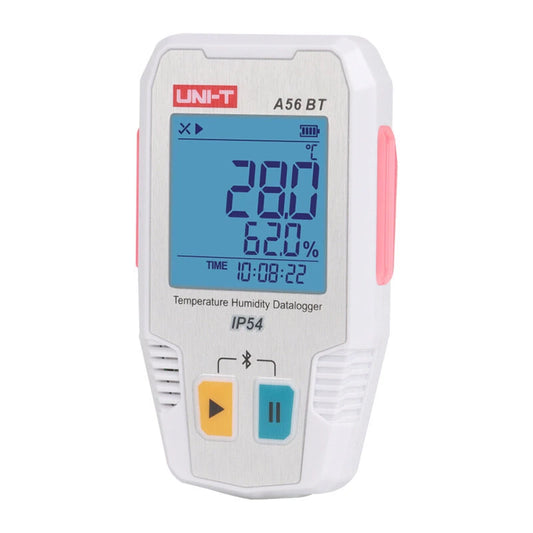 UNI-T A56 BT Bluetooth Temperature & Humidity Data Logger - Digital Food Thermometer Hygrometer, 64000 Sets Storage, IP54