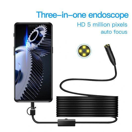AN100 14mm Lens Endoscope Camera for Cars, Micro USB Type-C Android Smartphone PC, IP67 Waterproof Inspection