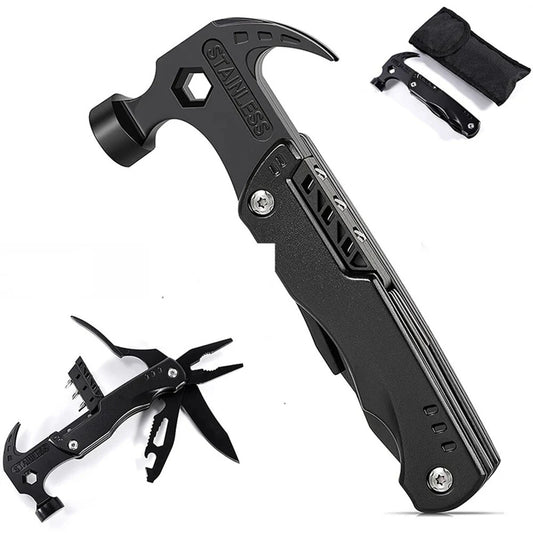 7-in-1 Compact Stainless Steel Multi-Tool Safety Hammer - Portable Survival Gear for Outdoor Camping & Hiking - Unique Gift for Men