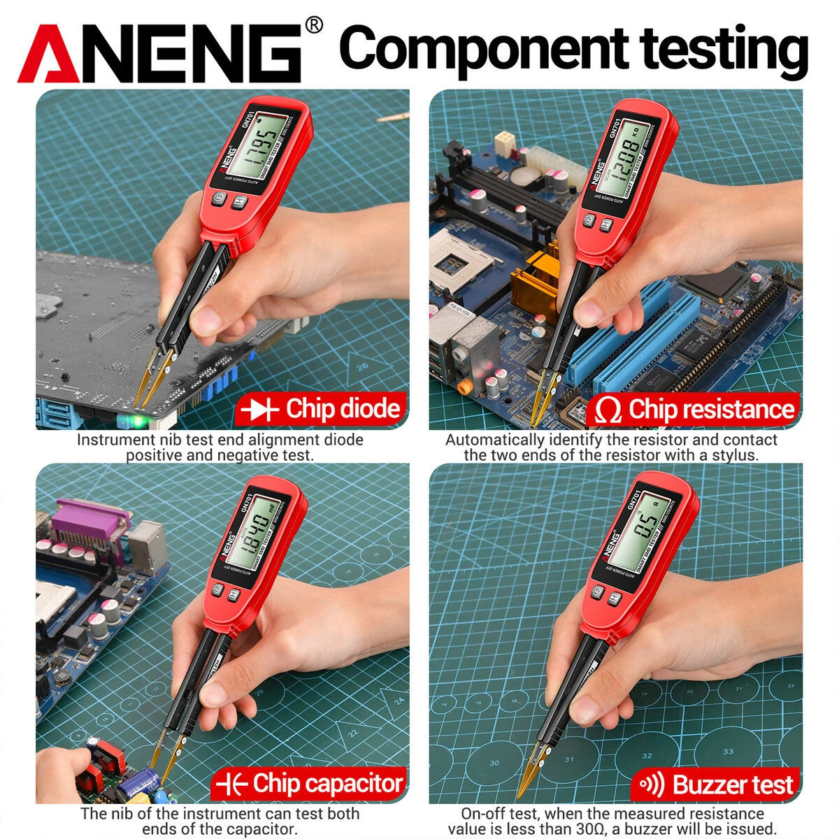 ANENG GN701 SMD Tester: High Precision Handheld Resistor, Capacitor, Diode Analyzer - CAT II Standard Secure
