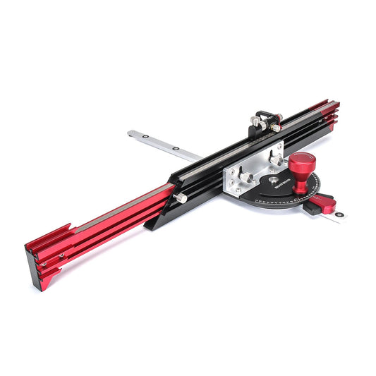 ENJOYWOOD Table Saw Miter Gauge: 890mm Extendable Fence, 27 Angle Stops, Micro-Adjustable Flip Stop, Brass Handle