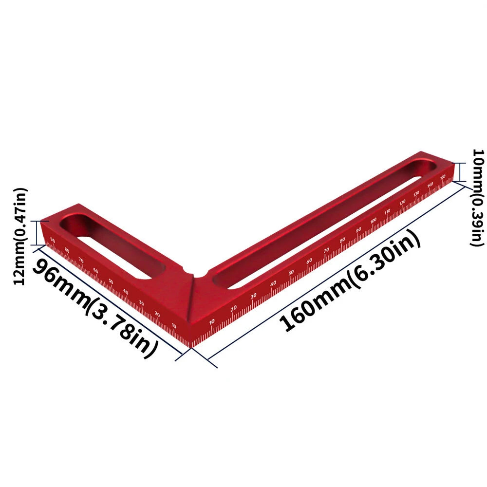 Aluminum Carpenter Square 90° Right Angle Ruler & Calibrator for Woodworking Projects