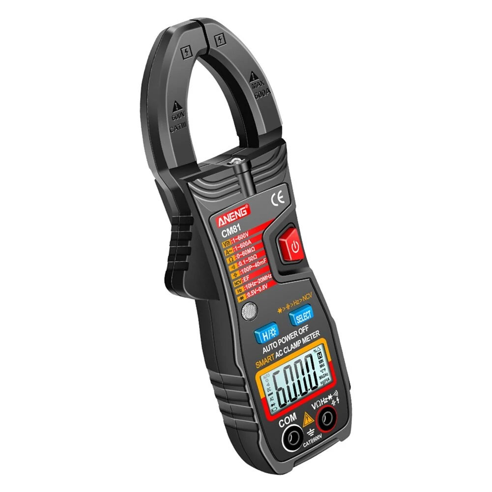 ANENG CM81 Digital Clamp Meter - 6000 Counts, Auto Range, NCV, DC/AC Voltage, Current, Resistance, Frequency, Capacitance Tester