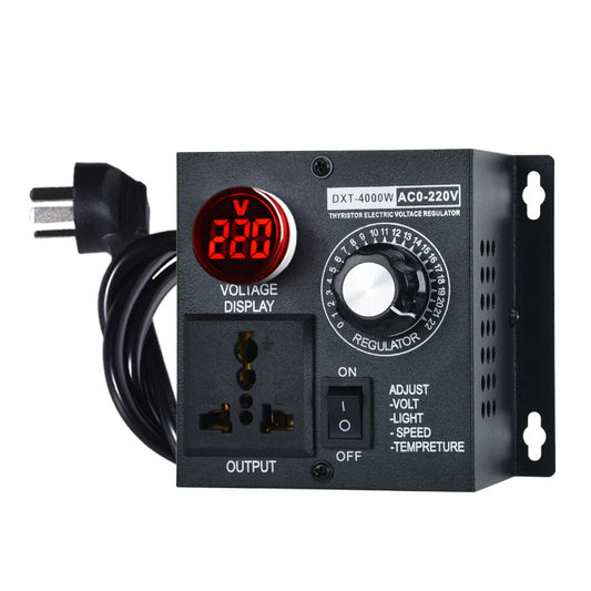 4000W Thyristor Voltage Regulator, AC110V/220V, Zero Lag, Adjustable Output with Multi-Protection