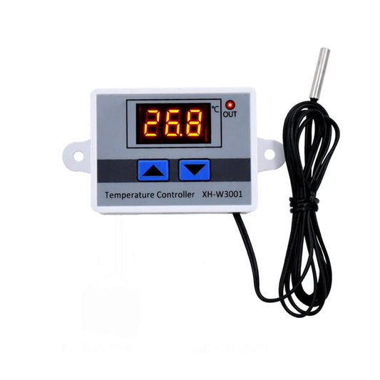 XH-W3001 Digital LED Temperature Controller 10A 12V/24V/220V AC for Incubator, Cooling, Heating with NTC Sensor Thermostat Switch