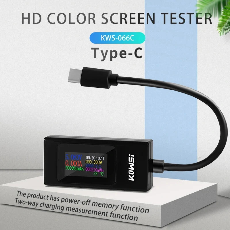 DC Type-C Tester KWS-066C/KWS-065C Voltage 4-30V & Current 0-6.5A | Quick Charge ID & Precise Calibration with Data Storage