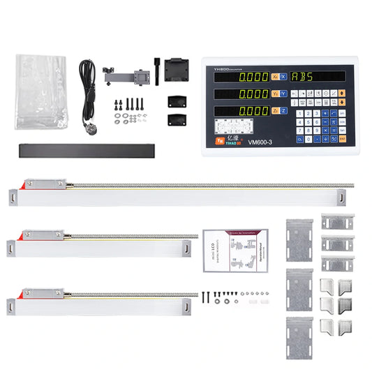 YHSINO VM600-3 Digital Readout with 3-Axis Optical Linear Scale, Durable Aluminum Zinc Alloy Construction, AC 80V-240V High-Performance Precision Measuring Tool