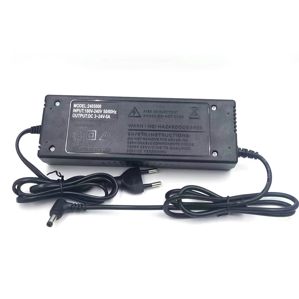Adjustable Voltage Adapter 9-24V 5A with Display Screen, Universal 100-240V AC Input, High Efficiency Power Supply, Durable Materials, Global Plug Options