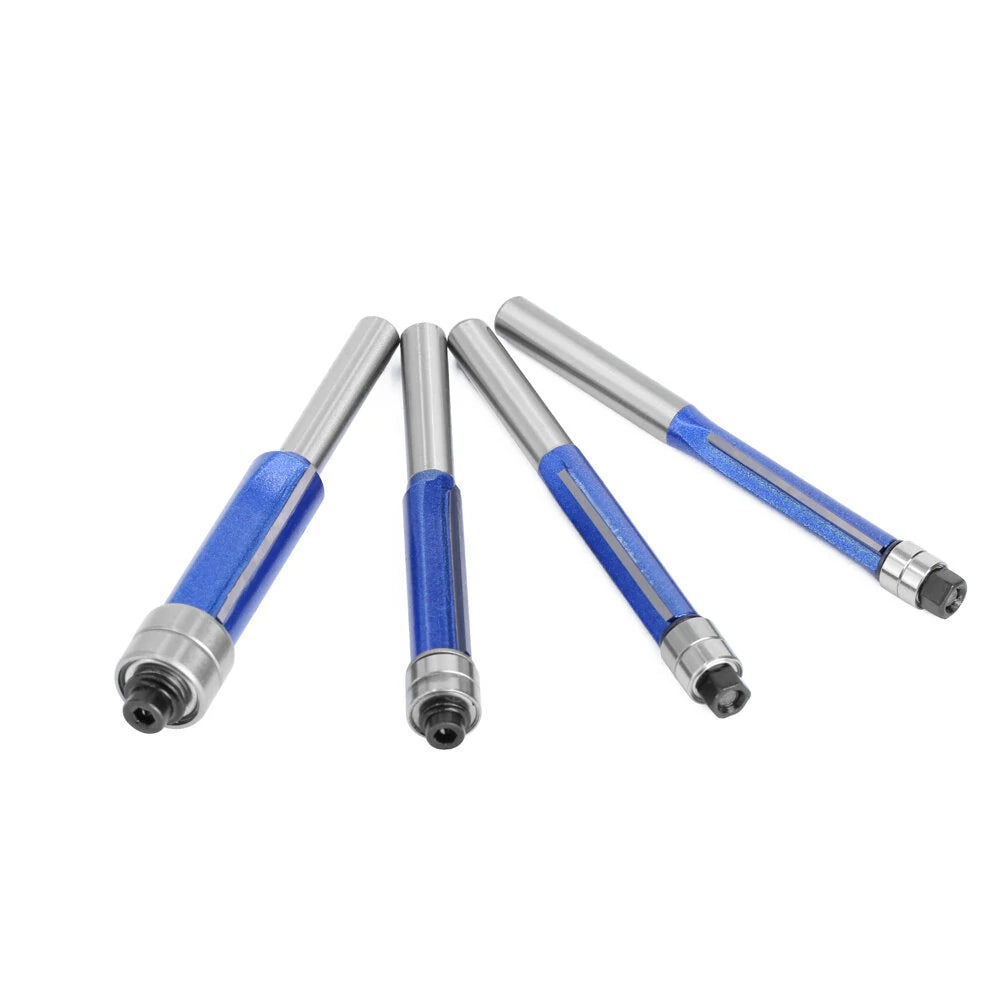 Silver Blue Double-Bearing Double-Edged Router Bit Trimming Knife for Woodworking Milling