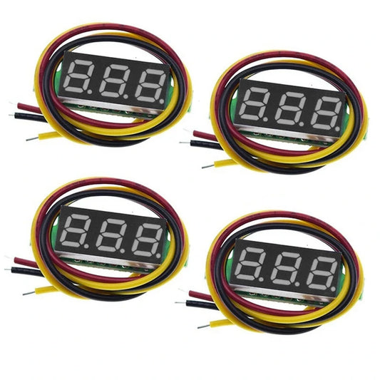4pcs 0.28 LED Digital Voltmeter Gauge 0-100V Three-Line Tester Display Panel