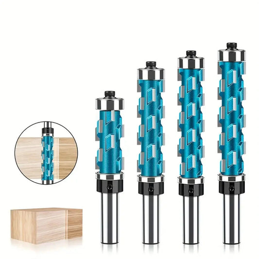 Precision Spiral Flush Trim Router Bit Set, Double Bearings, 12mm Shank, Smooth Edge Woodworking Tool