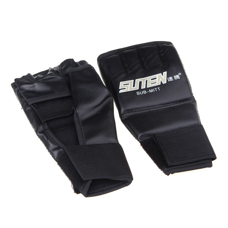 Red PU Leather MMA Muay Thai Sparring & Training Half Mitts Boxing Gloves