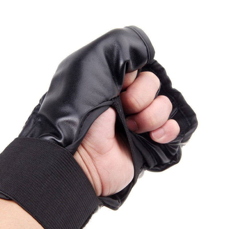 Red PU Leather MMA Muay Thai Sparring & Training Half Mitts Boxing Gloves