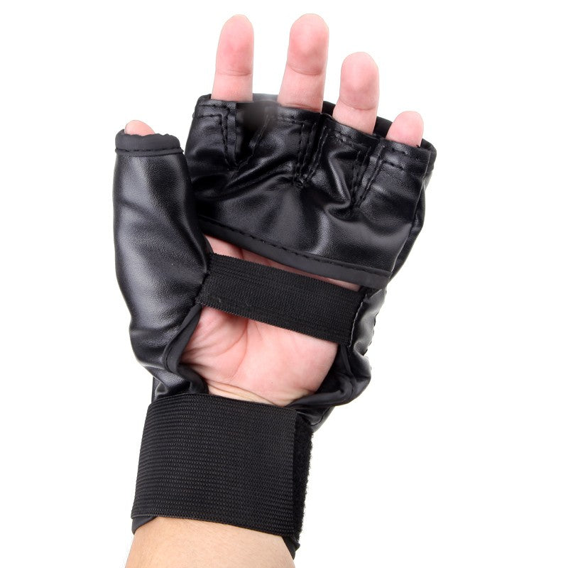 Red PU Leather MMA Muay Thai Sparring & Training Half Mitts Boxing Gloves