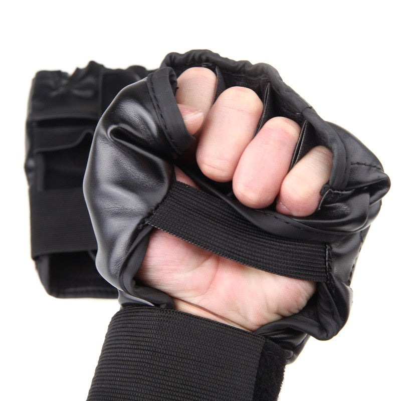 Red PU Leather MMA Muay Thai Sparring & Training Half Mitts Boxing Gloves