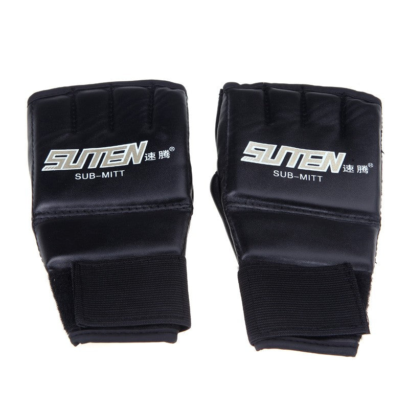 Red PU Leather MMA Muay Thai Sparring & Training Half Mitts Boxing Gloves