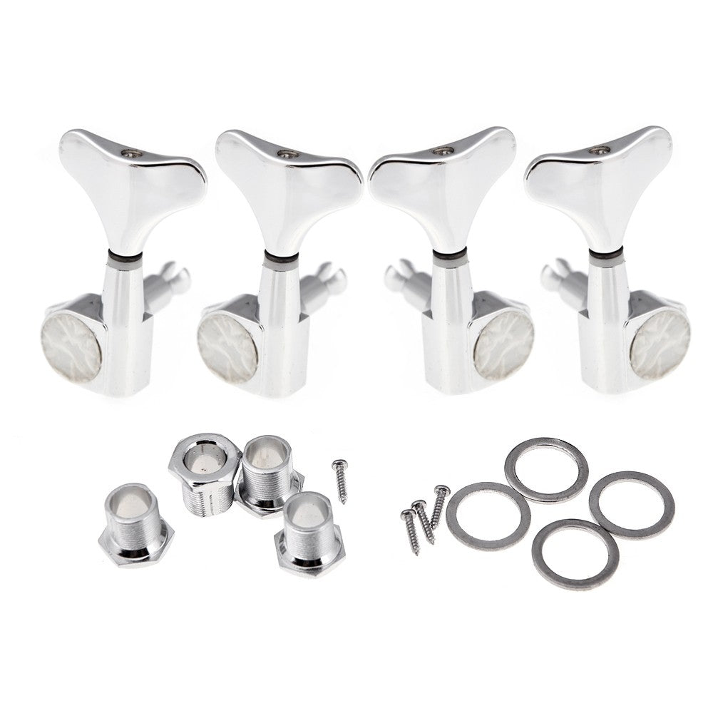 Chrome Bass Guitar Tuning Pegs Set - 4 Sealed Machine Heads (2L+2R)