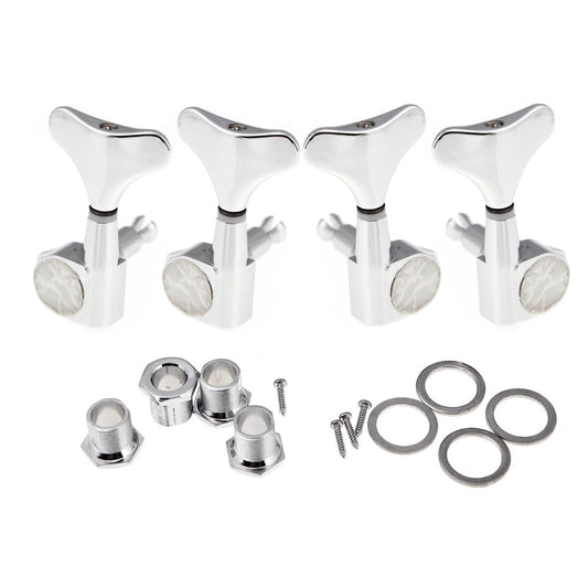 Chrome Bass Guitar Tuning Pegs Set - 4 Sealed Machine Heads (2L+2R)