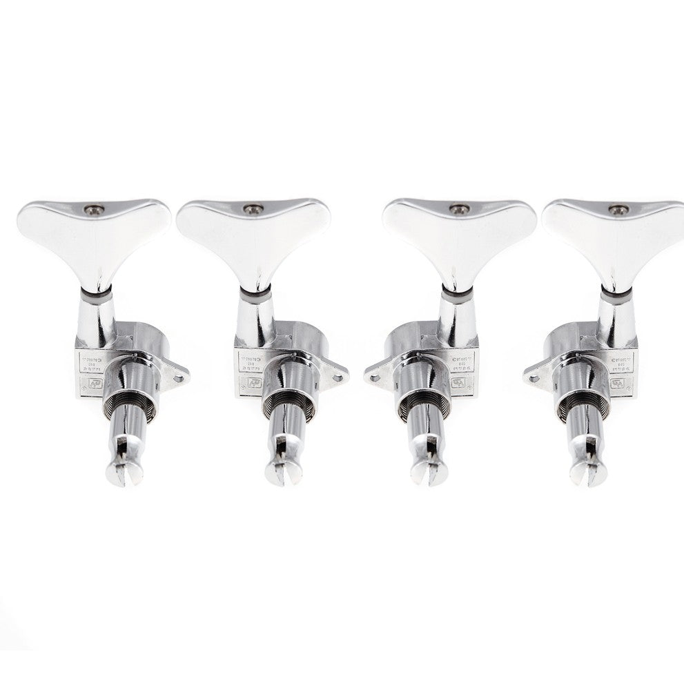 Chrome Bass Guitar Tuning Pegs Set - 4 Sealed Machine Heads (2L+2R)