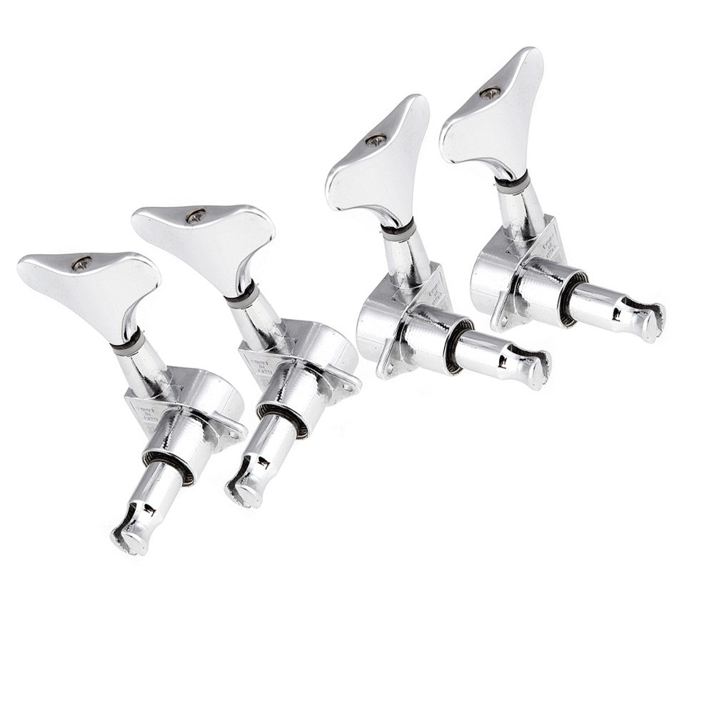 Chrome Bass Guitar Tuning Pegs Set - 4 Sealed Machine Heads (2L+2R)