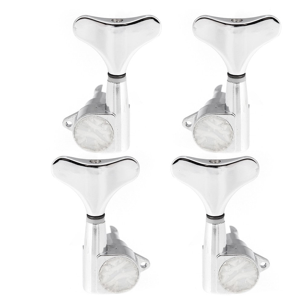 Chrome Bass Guitar Tuning Pegs Set - 4 Sealed Machine Heads (2L+2R)