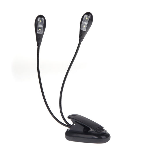 Black Dual Arm Flexible Clip-on LED Book & Music Stand Light