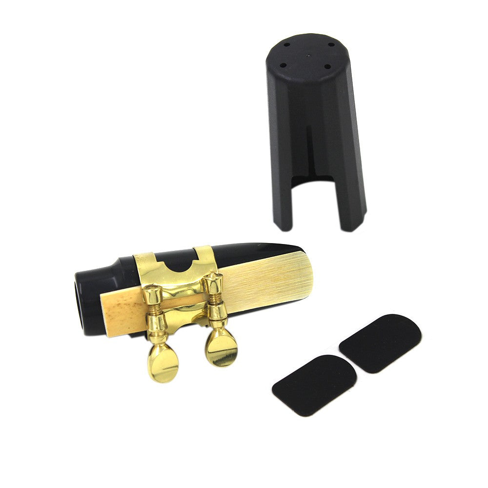 Soprano Saxophone Mouthpiece Set: Plastic with Cap, Metal Buckle, Reed, Patches, Pads, and Cushions