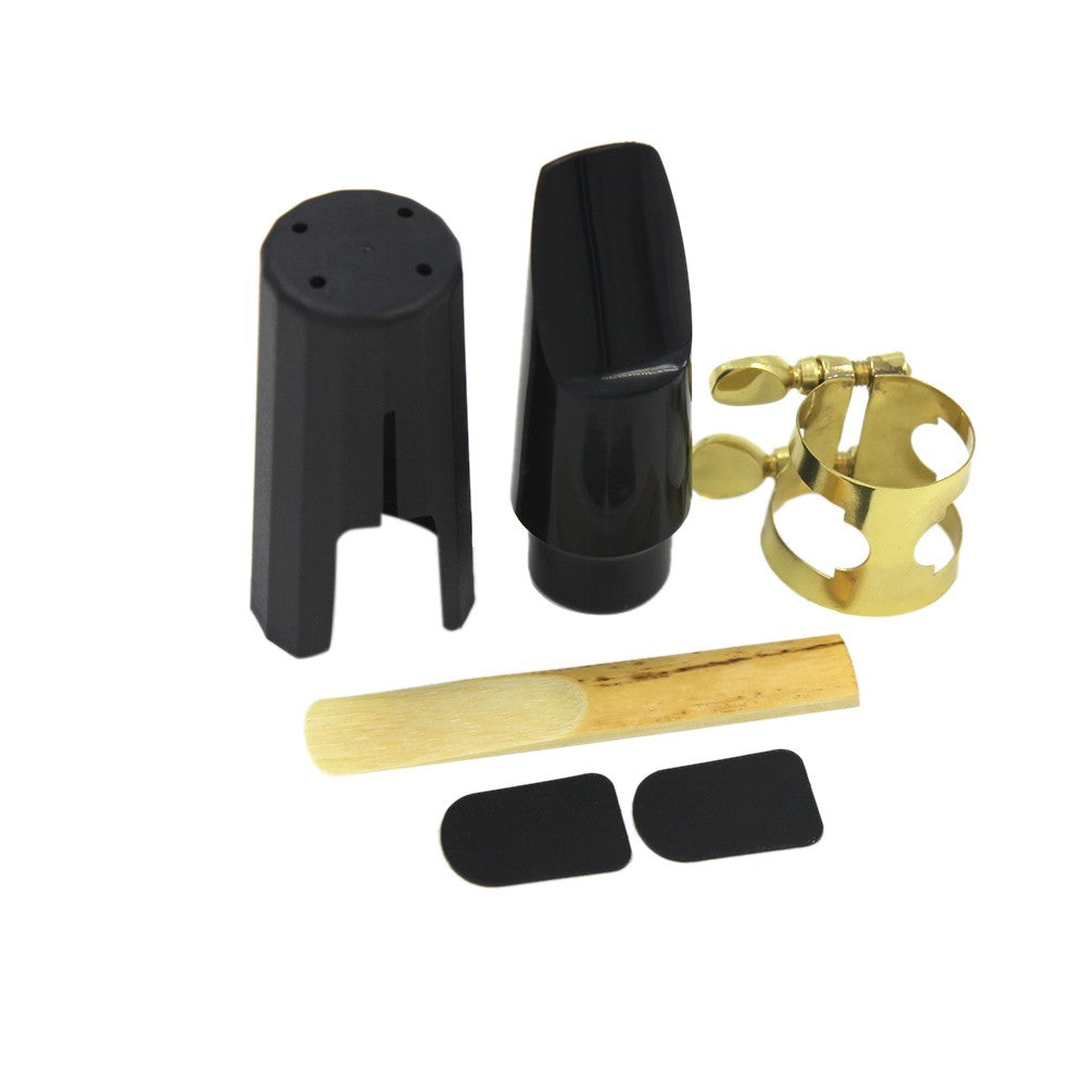 Soprano Saxophone Mouthpiece Set: Plastic with Cap, Metal Buckle, Reed, Patches, Pads, and Cushions