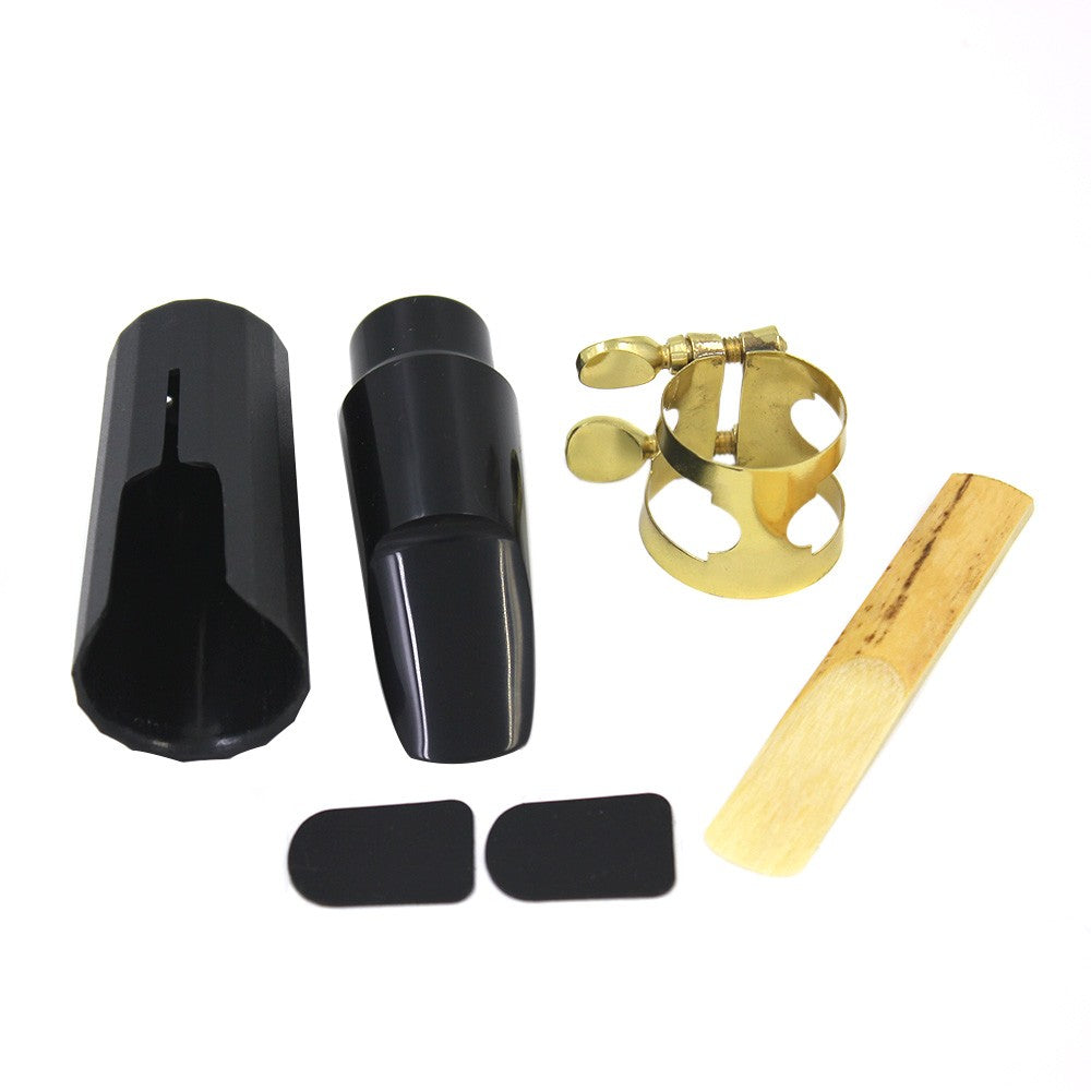 Soprano Saxophone Mouthpiece Set: Plastic with Cap, Metal Buckle, Reed, Patches, Pads, and Cushions