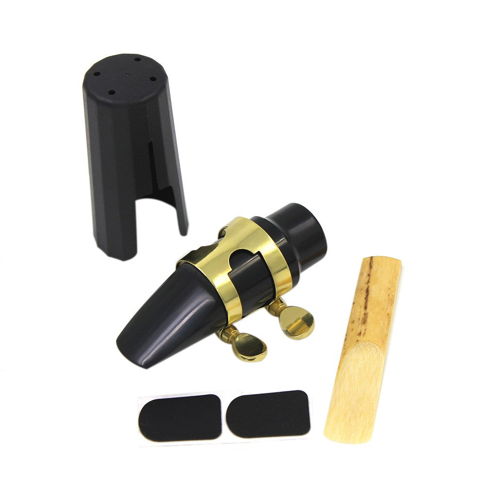 Soprano Saxophone Mouthpiece Set: Plastic with Cap, Metal Buckle, Reed, Patches, Pads, and Cushions