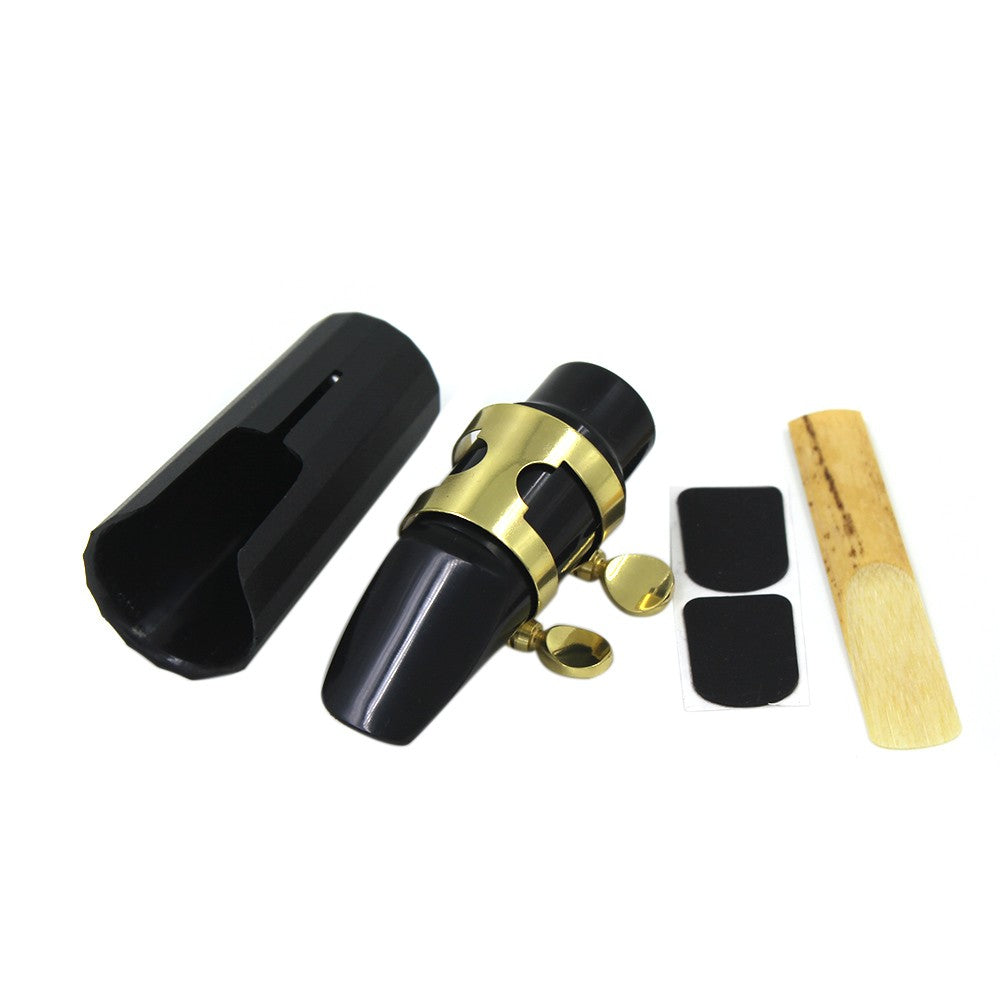 Soprano Saxophone Mouthpiece Set: Plastic with Cap, Metal Buckle, Reed, Patches, Pads, and Cushions